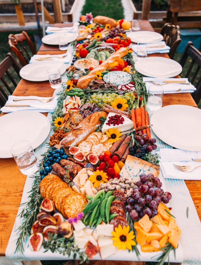 Catered Table Runner Cheese and Charcuterie Grazing Table