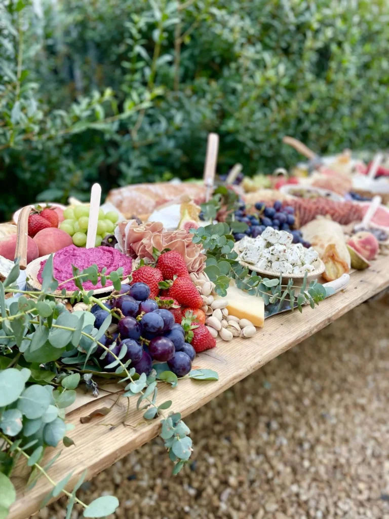 Catered Flat Lay Cheese and Charcuterie Grazing Table